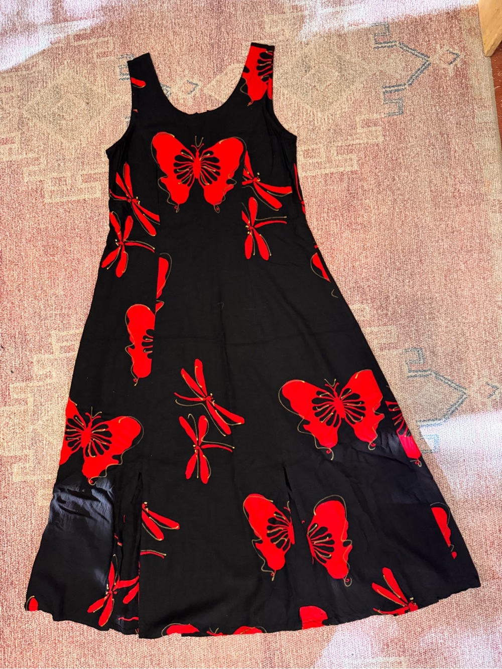 Tropical tantrum batik butterfly dragonfly design tank midi dress size medium